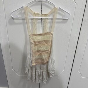 Free People White Lace Front Flowy Tank Top
